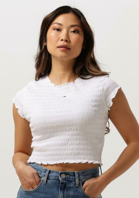 Weiße TOMMY JEANS Top TJW SLIM SMOCK TEE - large
