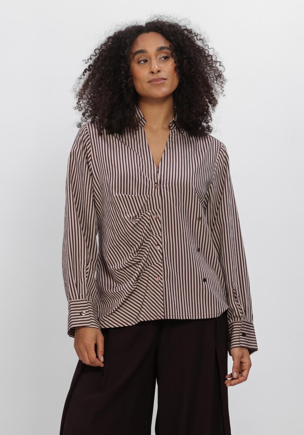 Creme SUMMUM Blusen BLOUSE TWO TONE STRIPE - large