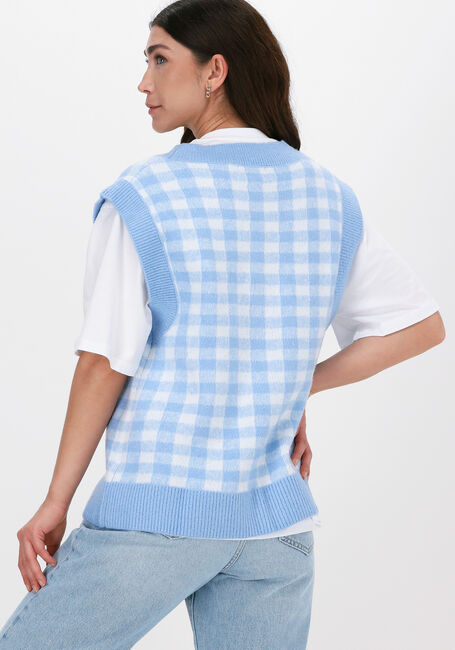 Hellblau NA-KD Spencer CHECKED V-NECK KNITTED VEST - large