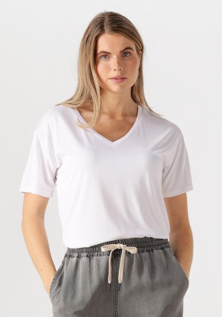 Weiße OBJECT T-shirt OBJANNIE RE S/S V-NECK TOP - large
