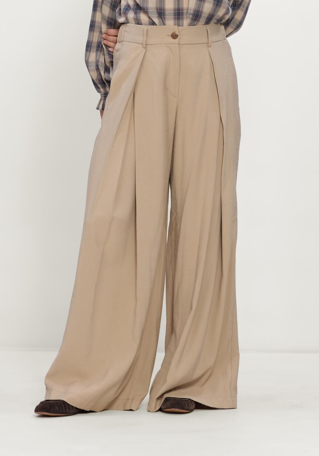 Beige SUMMUM Weite Hose TROUSERS VISCOSE TWILL - large