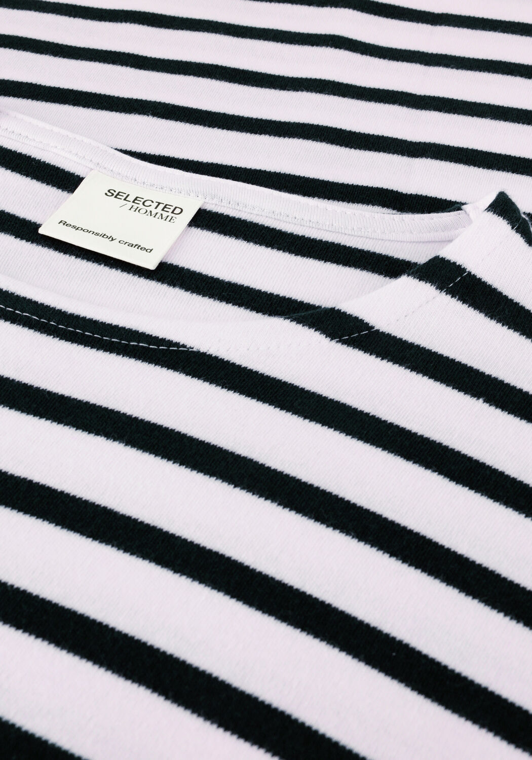 Wei&szlig;e SELECTED MEN Polos & T-Shirts SLHBRIAC STRIPE LS O-NECK TEE - large