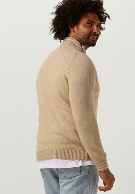 Sand SELECTED HOMME Pullover SLHREG DAN WOOL-MIX ZIP HIGH NECK OW - large