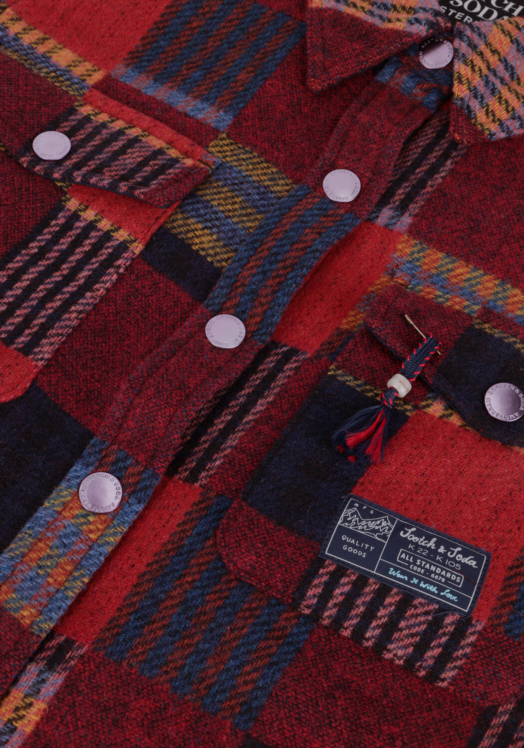 Rote SCOTCH & SODA Jack PATCHWORK SHIRT JACKET - large