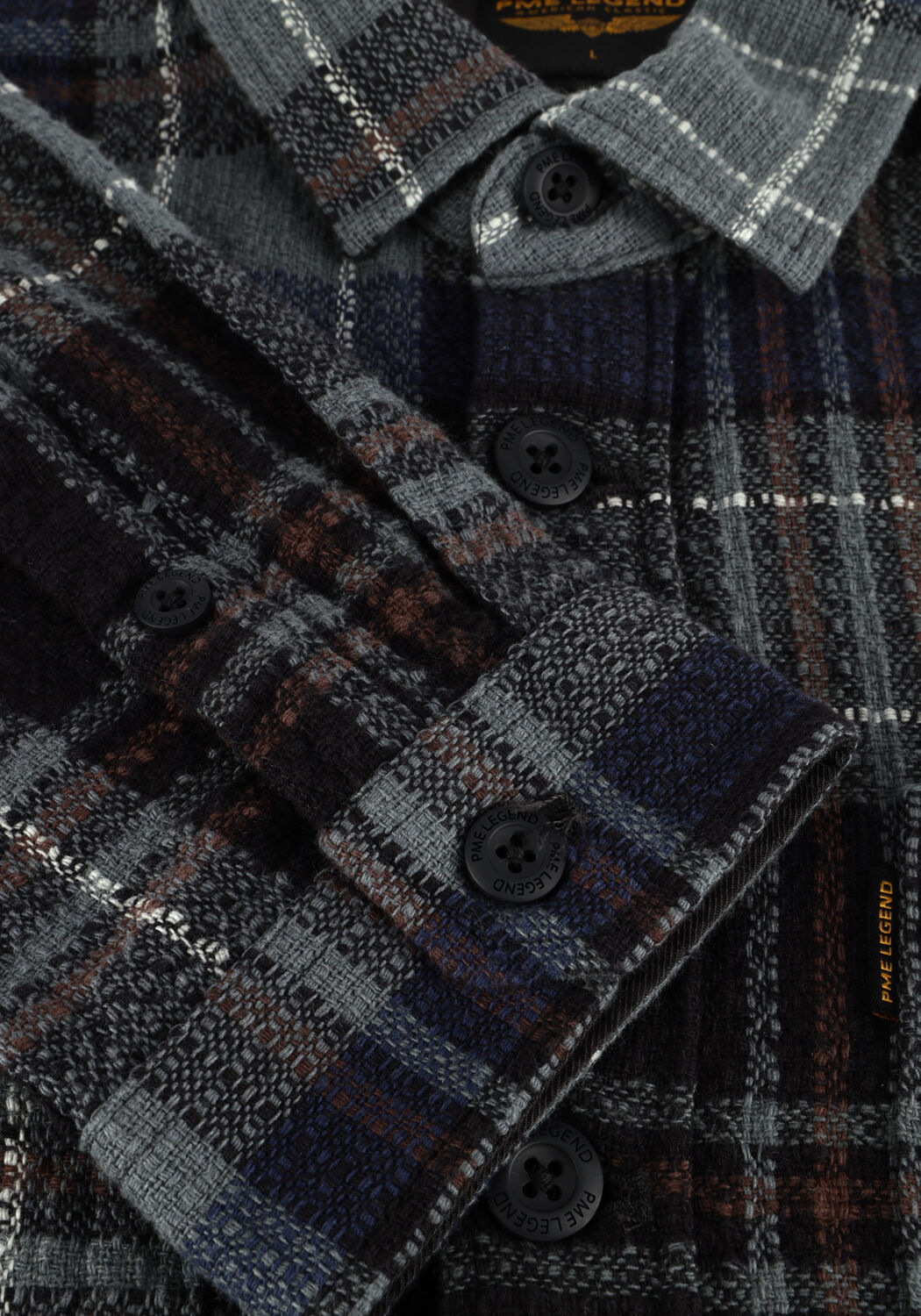 Graue PME LEGEND Casual-Oberhemd LONG SLEEVE SHIRT DOBBY MATTWEAVE - large