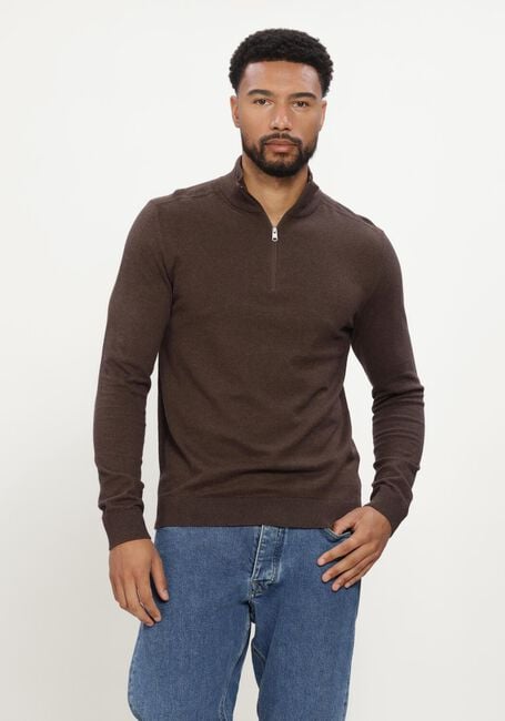 Braune SELECTED MEN Pullover SLHBERG HALF ZIP CARDIGAN NOOS - large