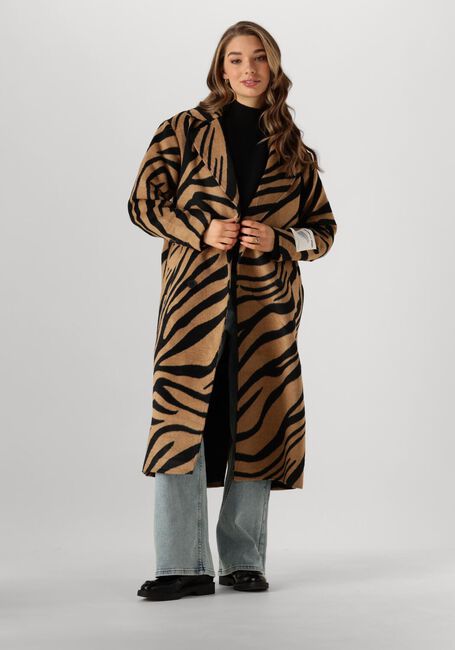 Braune COLOURFUL REBEL Mäntel ZANIA DOUBLE BREASTED WOOL LONG COAT - large