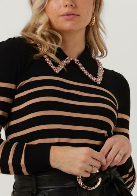 Schwarze LIU JO Pullover MAGLIA CHIUSA M/L STRIPES - large