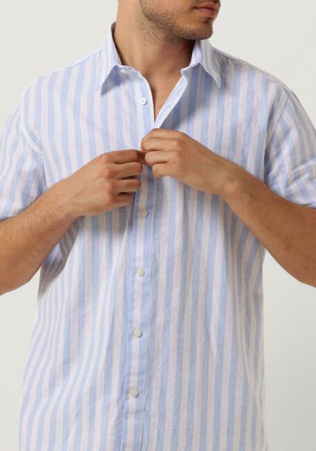 Blaue SELECTED HOMME Casual-Oberhemd SLHREGNEW-LINEN SHIRT SS CLASSIC - large