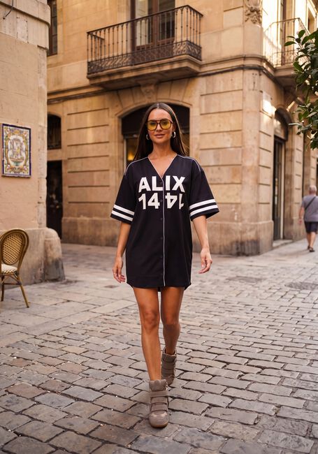 Schwarze ALIX THE LABEL Kleider LADIES WOVEN BASEBALL SHIRT DRESS - large