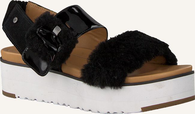 Schwarze UGG Flache Sandalen FLUFF CHELLA Schwarze UGG Flache Sandalen FLUFF CHELLA - large