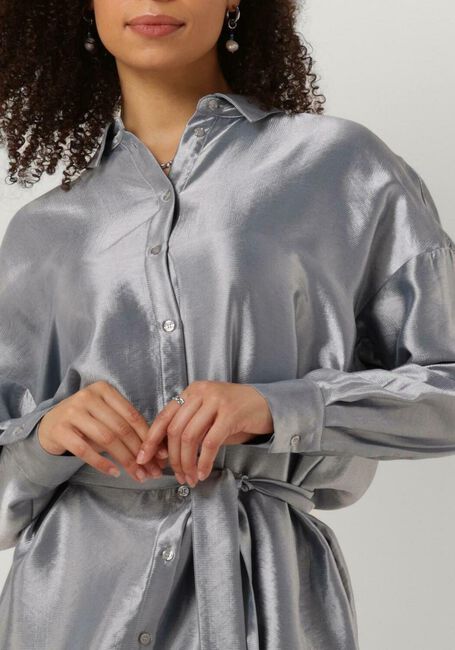 Silberne SELECTED FEMME Minikleid SLFSILVIA-TONIA LS SHIRT DRESS - large