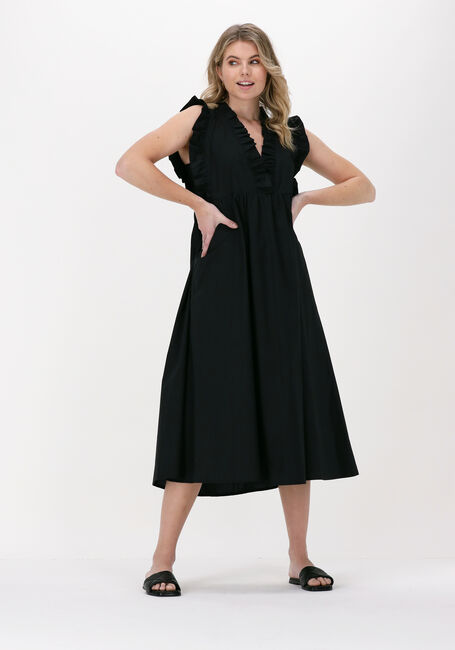 Schwarze ACCESS Midikleid DRESS WITH RUFFLES AT THE TOP - large
