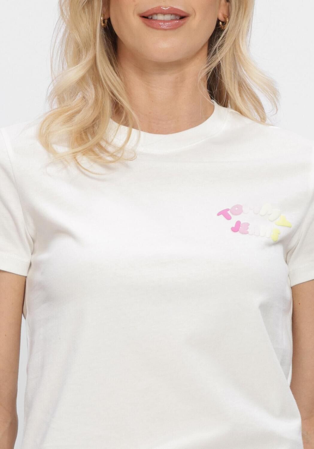 Ecru TOMMY JEANS T-shirt TJW REG TJ BUBBLE SS TEE EXT - large