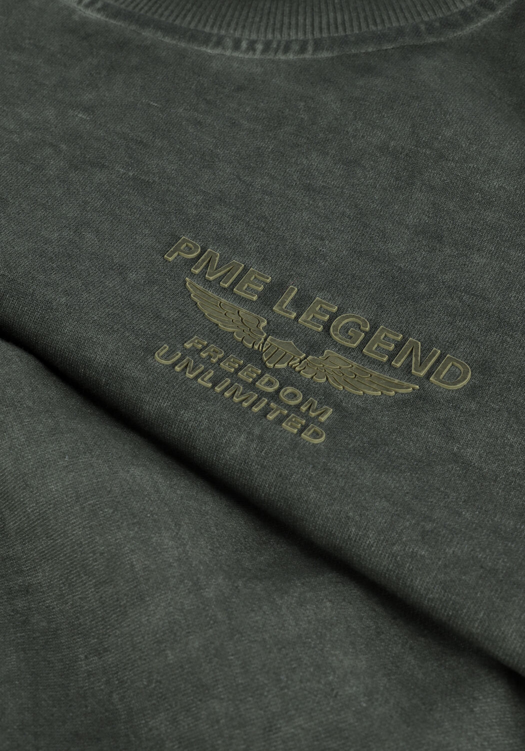 Olive PME LEGEND Sweatshirt R-NECK INTERLOCK COLD DYE - large
