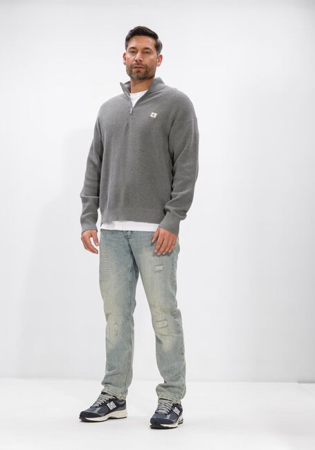 Graue CALVIN KLEIN Pullover LS EZ COTTON WAFFLE QUARTER ZIP - large