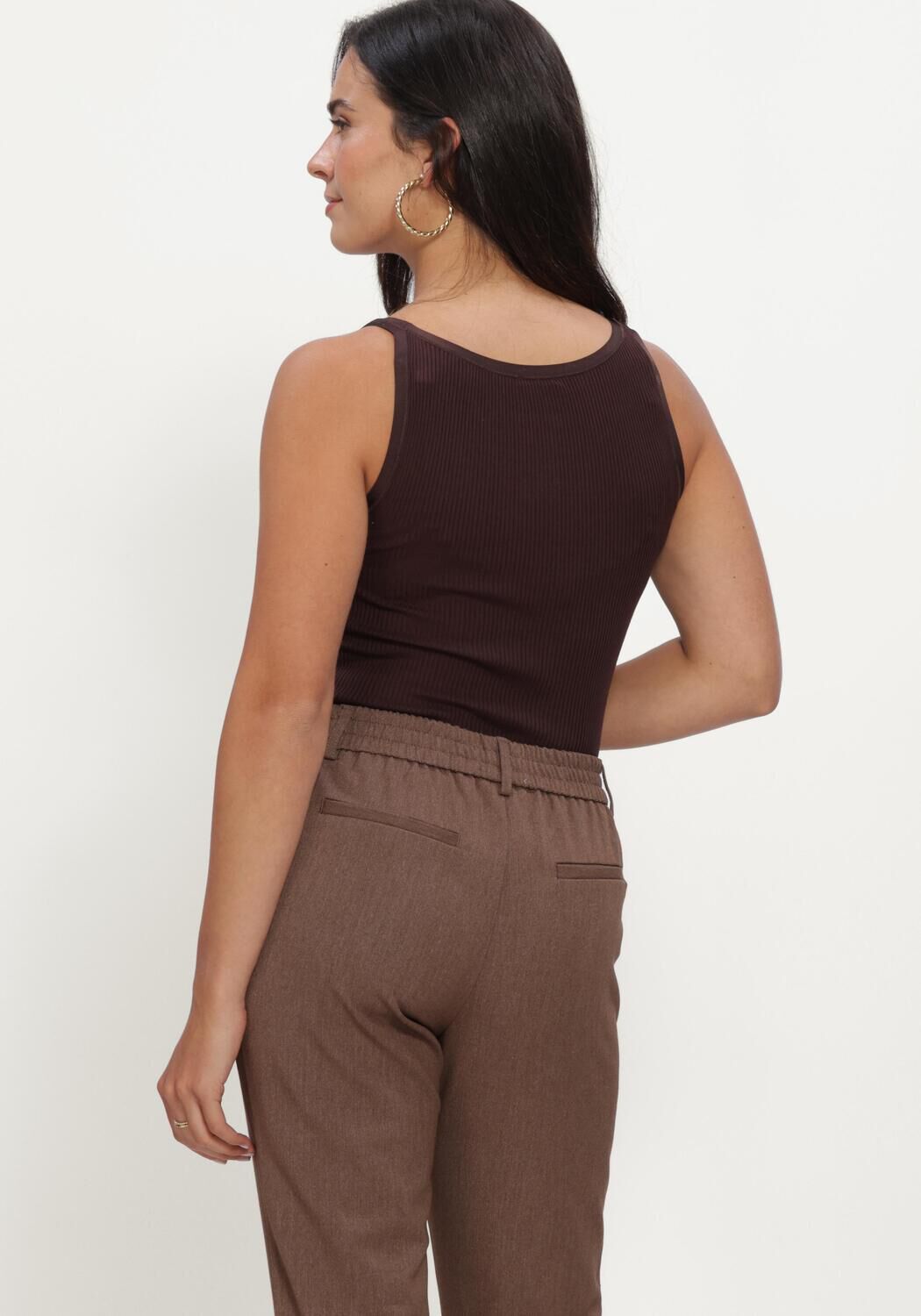 Braune ROSEMUNDE Top BELLE SILK U-NECK STRAP ELASTIC - large