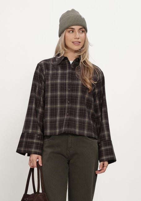 Braune NEO NOIR Blusen JAYLIN FLANNEL CHECK SHIRT - large