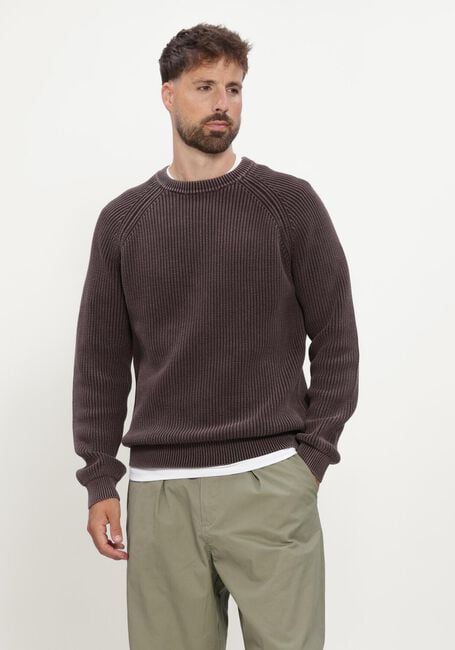 Braune ANERKJENDT Pullover AKSUNE WASHED PATENT KNIT - large