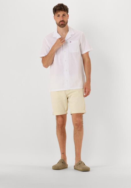 Weiße TOMMY JEANS Casual-Oberhemd TJM LINEN BLEND CAMP SS EXT - large