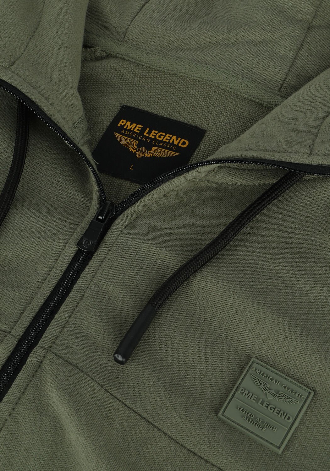 Olive PME LEGEND Sweatshirt HOODED LIGHT TERRY - large