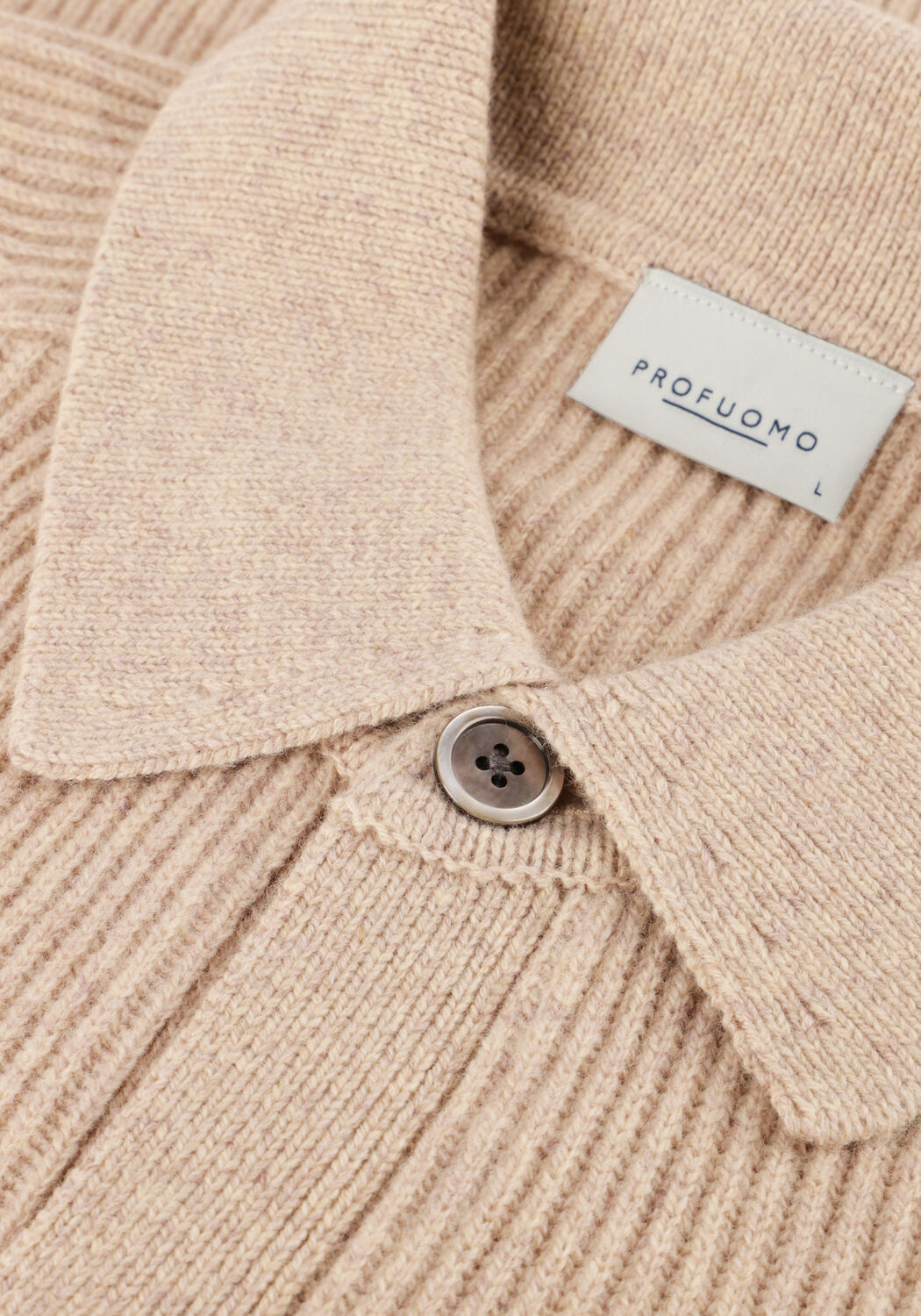 Beige PROFUOMO Strickjacke OVERSHIRT FULL BUTTON - large