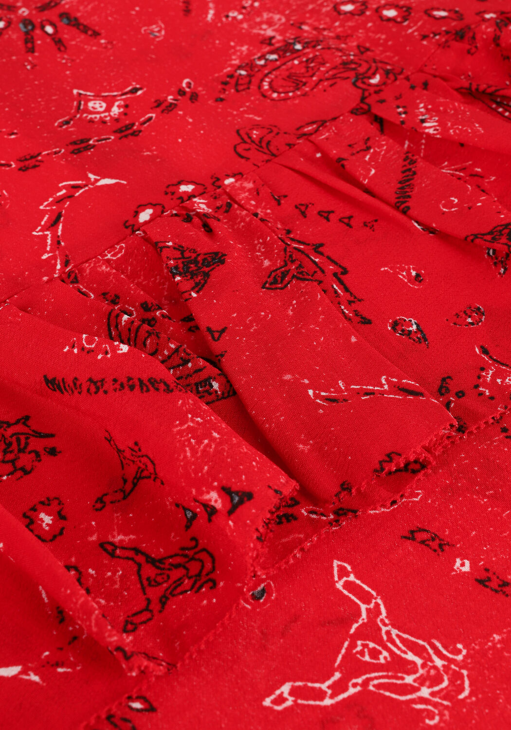 Rote ALIX THE LABEL Blusen LADIES WOVEN ORNAMENT RUFFLE BLOUSE - large