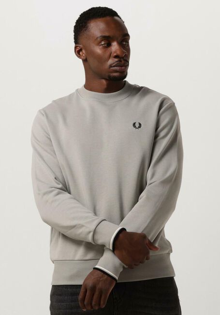 Beige FRED PERRY Pullover CREW NECK SWEATSHIRT - large
