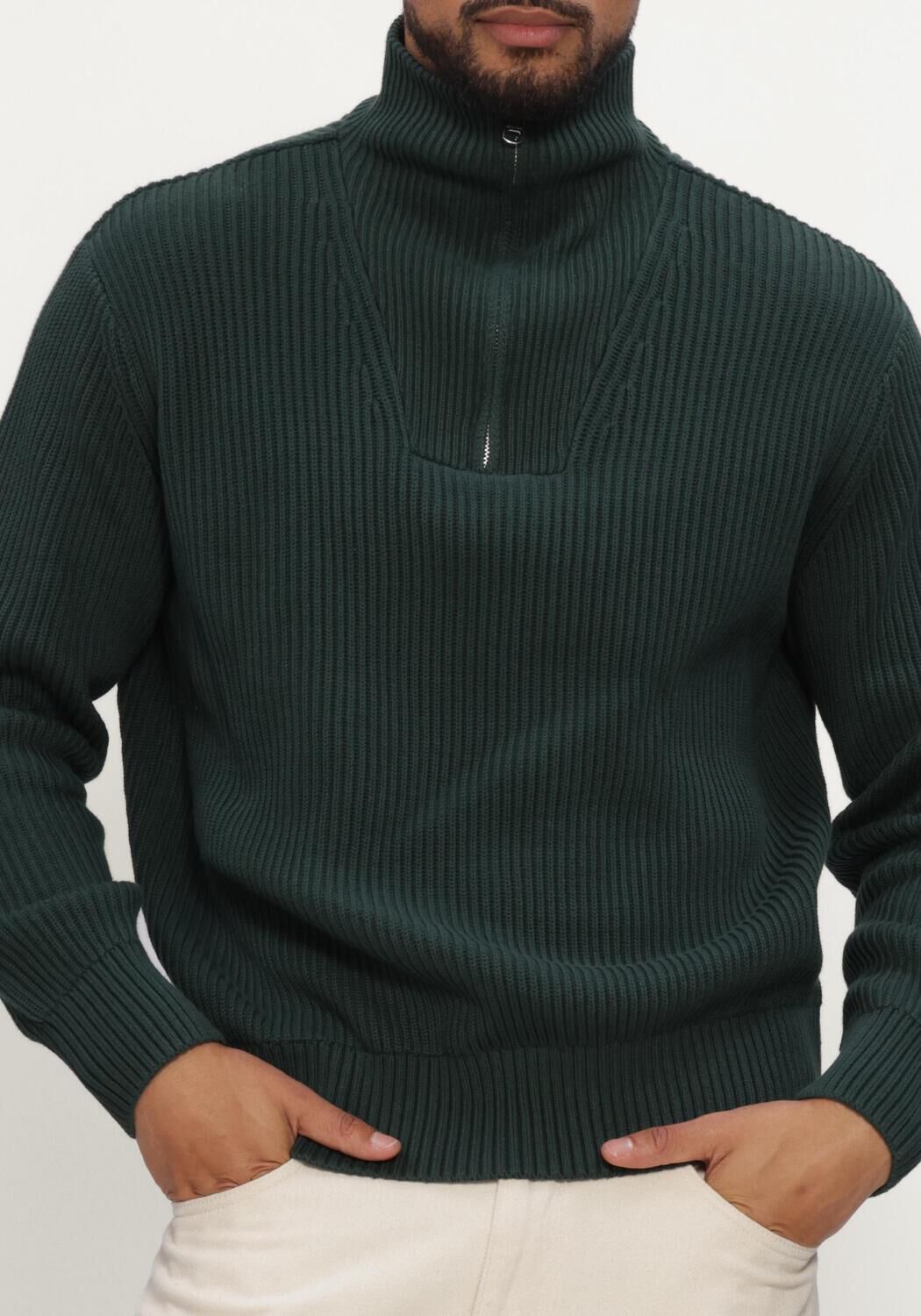 Dunkelgr&uuml;n SELECTED MEN Pullover SLMDRY LS KNIT HALF ZIP - large