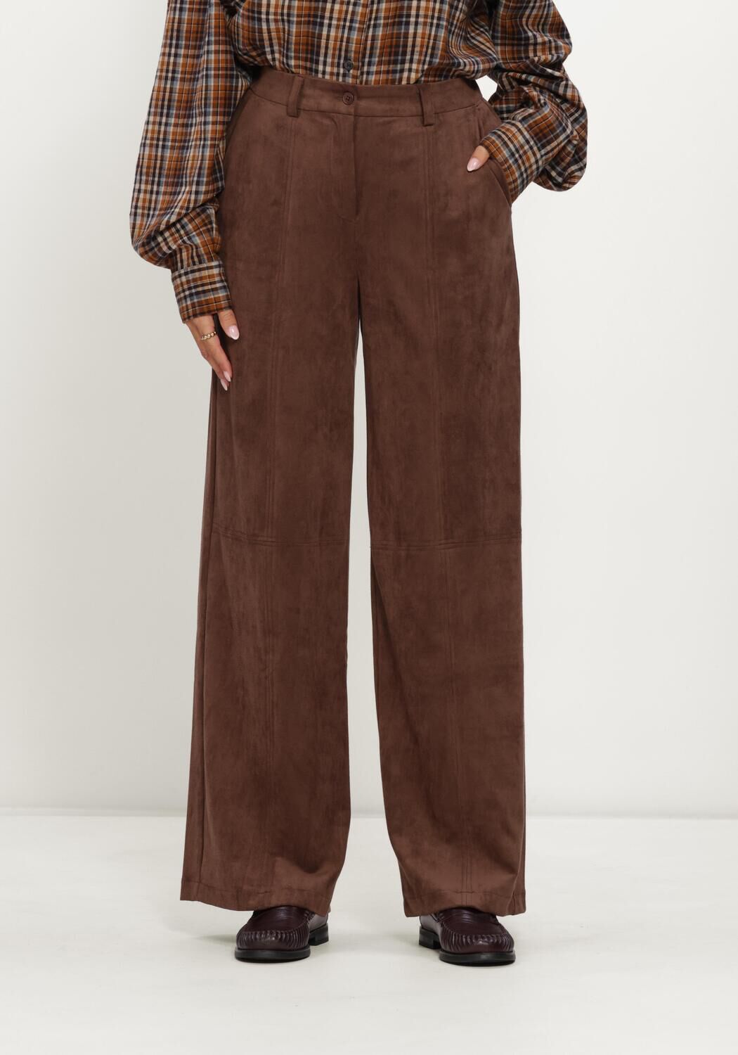 Braune OBJECT Weite Hose OBJMIYA HW WIDE PANTS