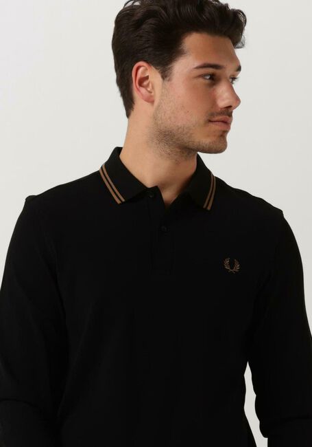 Schwarze FRED PERRY Polo-Shirt LS TWIN TIPPED SHIRT - large