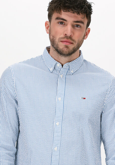 Blaue TOMMY JEANS Casual-Oberhemd TJM CASUAL STRIPE SHIRT - large