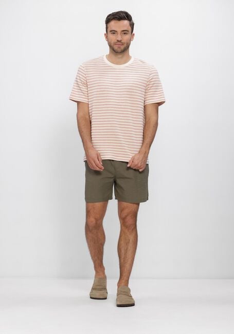 Beige SELECTED MEN Polos & T-Shirts SLHKEVIN STRIPE SS O-NECK TEE - large