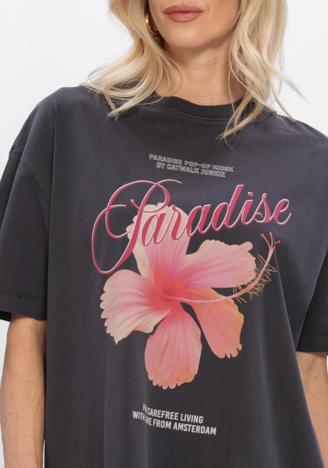 Graue CATWALK JUNKIE Tops & T-shirts OVERSIZED GRAPHIC T-SHIRT - large