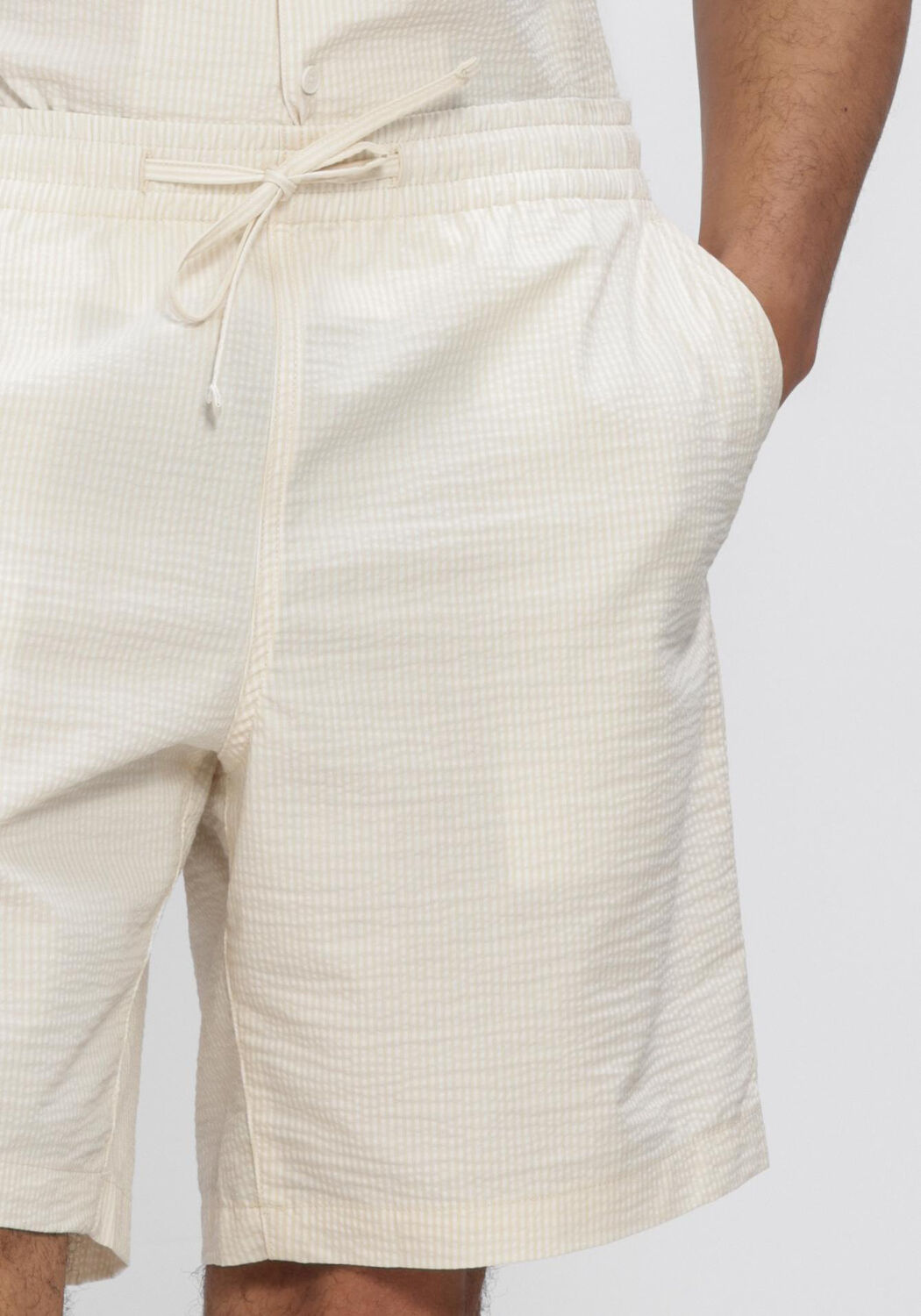Ecru LACOSTE Kurze Hose RELAXED FIT WAFFLE TEXTURE SHORTS - large