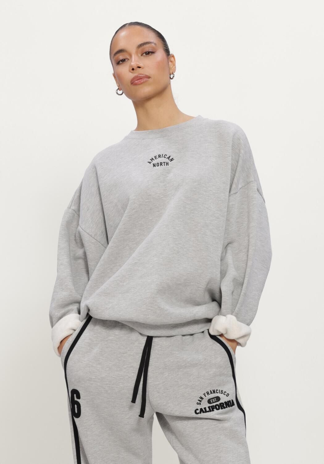 Graue PENN & INK Sweatshirt SWEATER PRINT - large