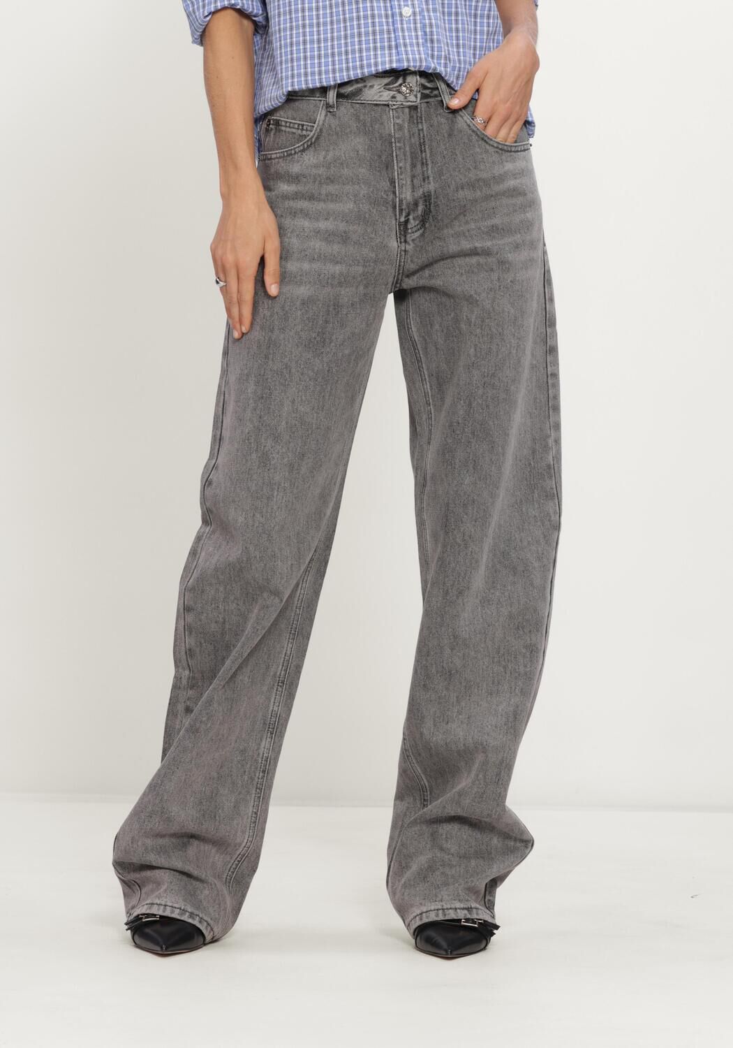 Graue HAUTE L'AMITI&Eacute; Barrel jeans FLIP BARREL GREY TALL JEANS - large