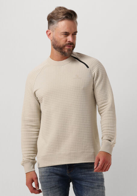 Beige CAST IRON Pullover LONG SLEEVE R-NECK JACQUARD WAFFLE COTTON BLEND - large