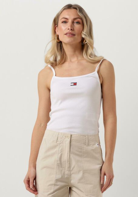 Weiße TOMMY JEANS Top TJW BADGE RIB STRAP TOP - large