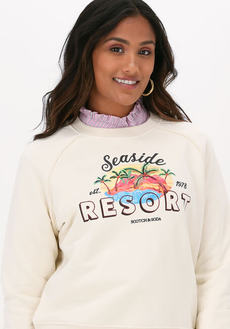 Beige SCOTCH & SODA Sweatshirt RELAXED-FIT RAGLAN CREW-NECK SWEAT WITH ARTWORK - large