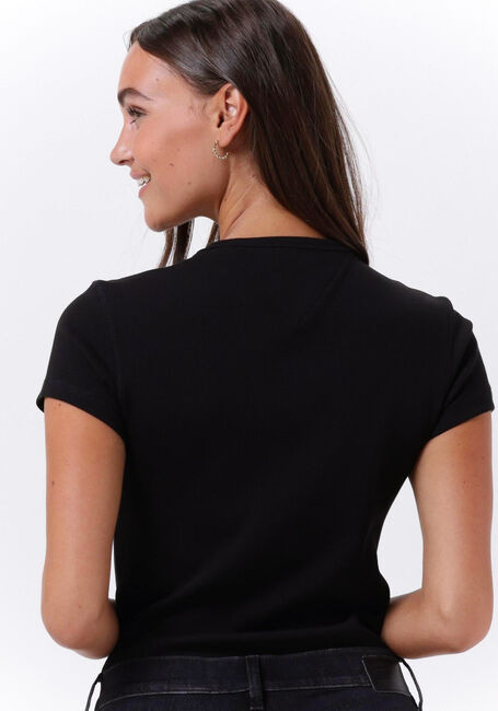 Schwarze TOMMY JEANS Top TJW BABY RIB CENTER BADGE - large