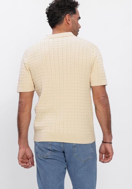 Ecru SELECTED MEN Polo-Shirt SLHMATTIS SS KNIT NEW CABLE  POLO - large
