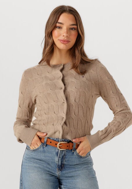 Beige TOMMY HILFIGER Pullover SOFT WOOL CABLE C-NK LS CARDIGAN - large