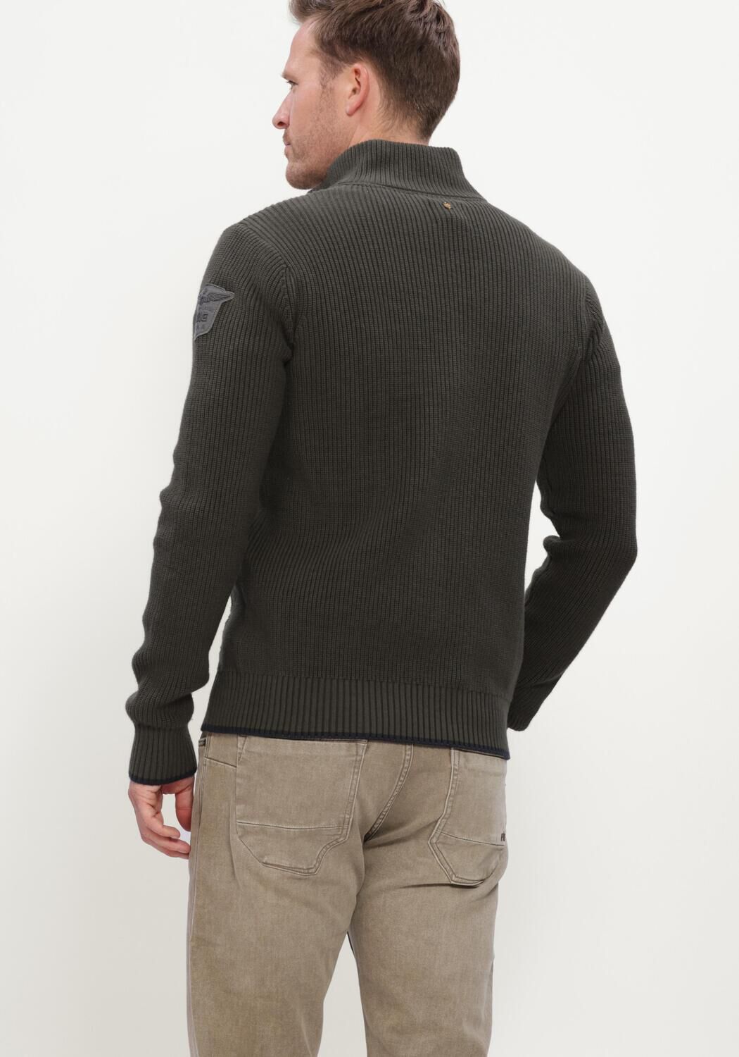 Dunkelgr&uuml;n PME LEGEND Pullover HALF ZIP COLLAR COTTON - large