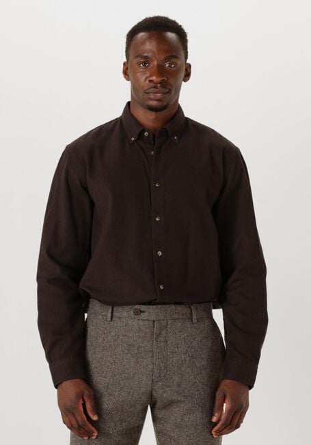 Braune SELECTED MEN Casual-Oberhemd SLHREGNOAG MIX BDWN LS SHIRT CAMP - large