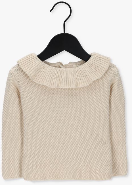 Beige QUINCY MAE Pullover RUFFLE COLLAR KNIT SWEATER - large
