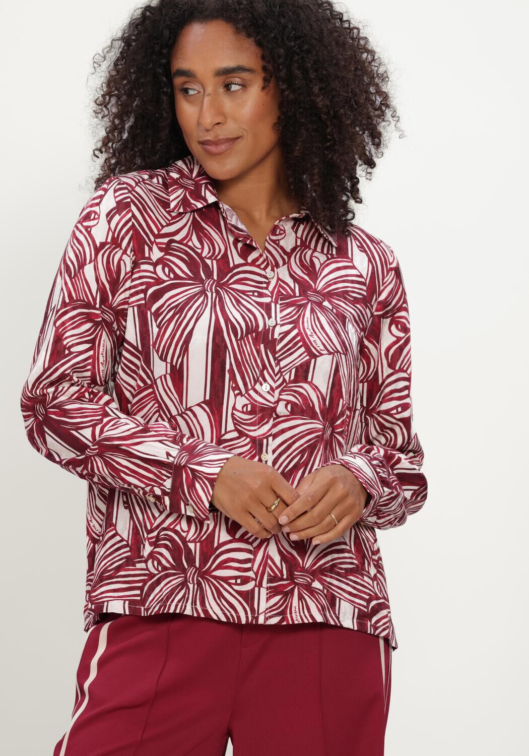 Bordeaux POM AMSTERDAM Blusen MILA RIBBON RED - large