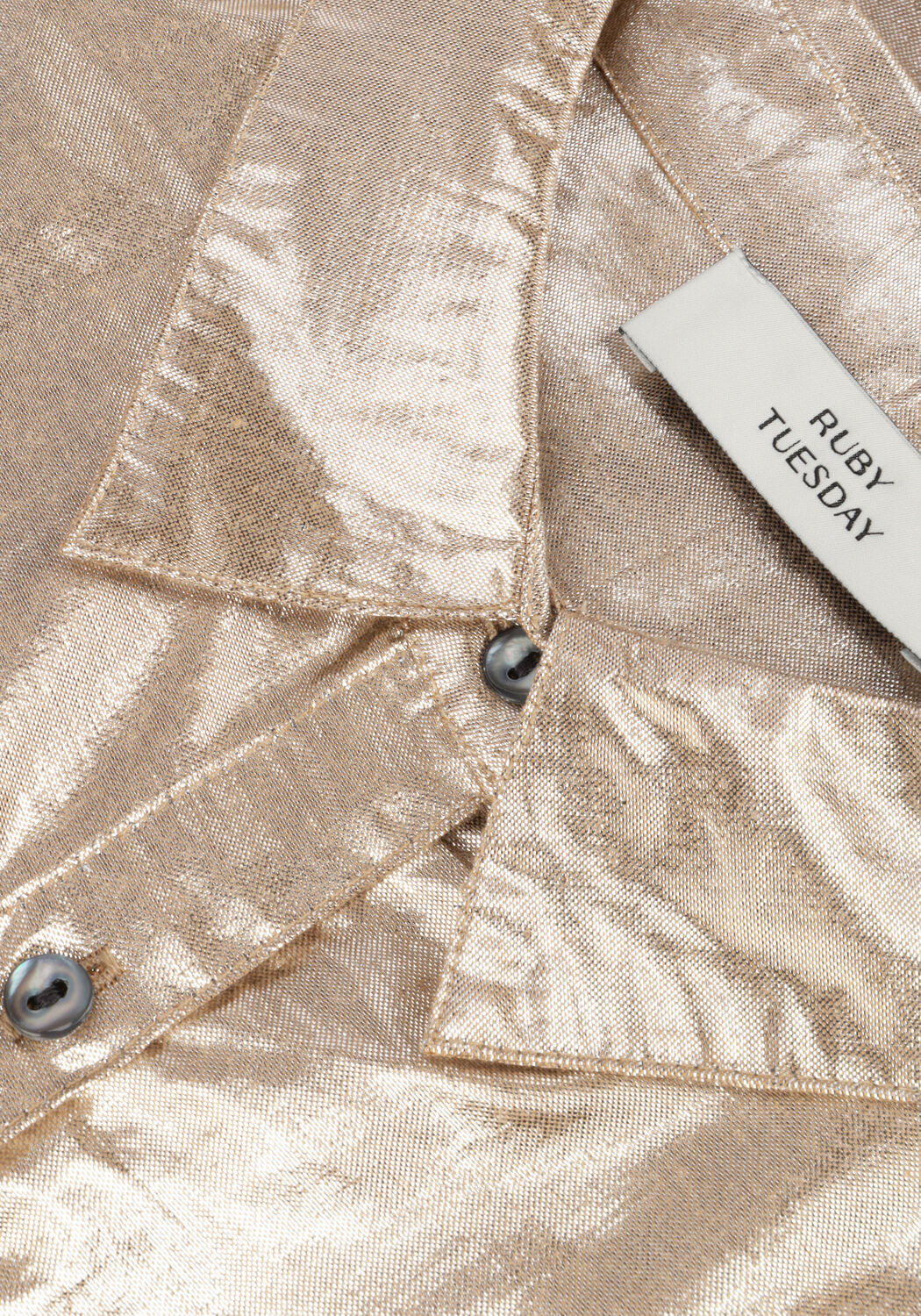 Goldfarbene RUBY TUESDAY Blusen ISAI BIG SHIRT GATHERING SLEEVES - large