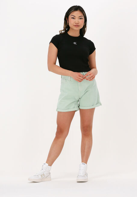 Schwarze CALVIN KLEIN T-shirt CK RIB CROPPED SLIM TEE - large