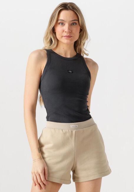 Schwarze CALVIN KLEIN Top WASHED WOVEN LABEL RIB TANK TOP - large